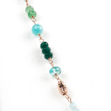 Faceted Amazonite, Avventurine, Green Agate and Blue Apatite necklace chained in rosé silver