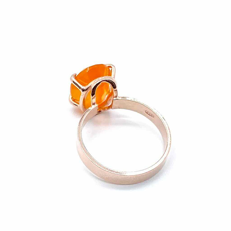 Carnelian and rose silver ring