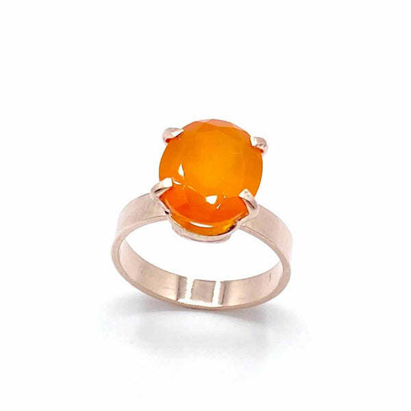 Carnelian and rose silver ring