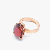 Red Tourmaline and Rose Silver Ring