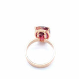 Red Tourmaline and Rose Silver Ring