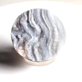 Anello della collezione “Paesaggi lunari “ in calcedonio cristallizzato con montatura in argento rodiato